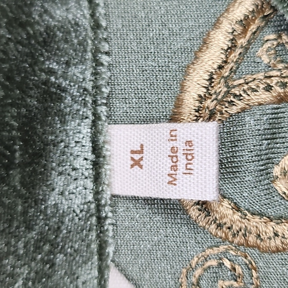 Soft Surroundings Olive Green Velvet Embroidered Tunic - Picture 12 of 16